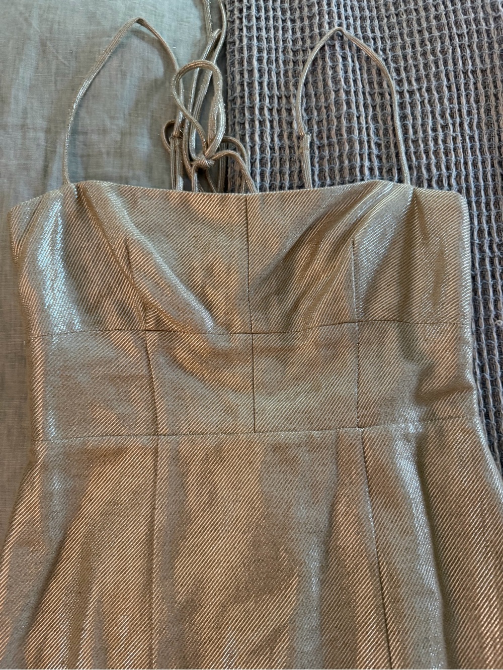 J. Crew Metallic Gold Strapless Sheath Dress - Picture 2 of 6
